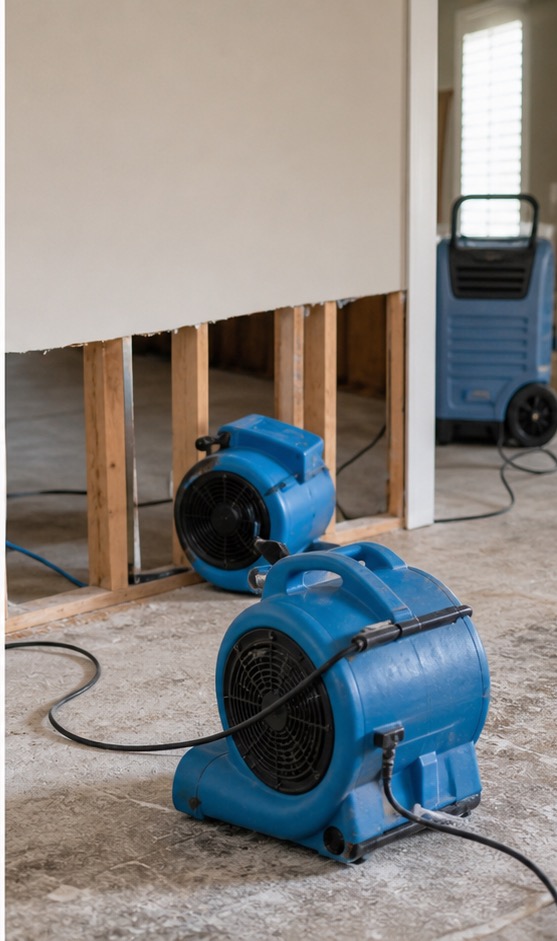 Drying equipment set up after water damage